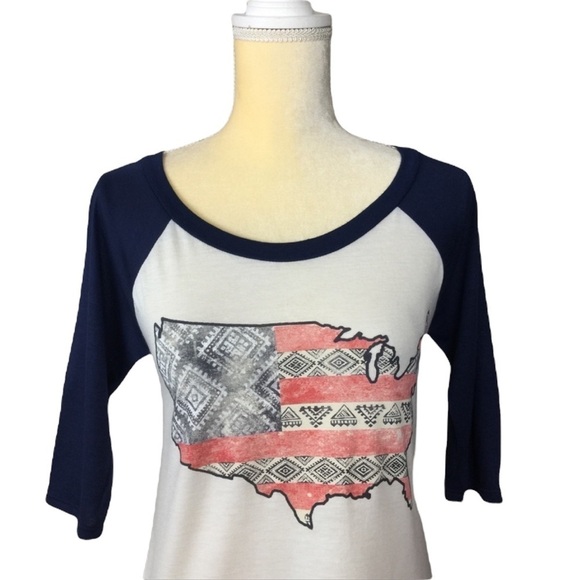 Red Camel Southwestern USA Map Raglan Tee Shirt - Picture 1 of 8
